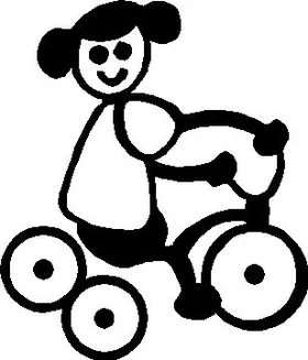 Tricycle Girl Stick Figure Decal / Sticker