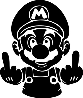 Mario Giving The Finger Decal   Sticker 04