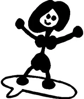 Surfer Girl Stick Figure Decal / Sticker