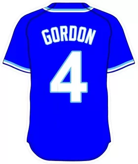 4 Alex Gordon Royal Blue Jersey Decal / Sticker