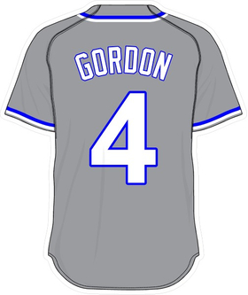 4 Alex Gordon Gray Jersey Decal / Sticker