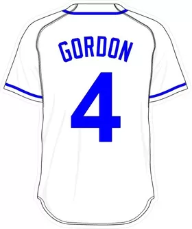 4 Alex Gordon White Jersey Decal / Sticker