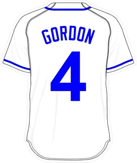 4 Alex Gordon White Jersey Decal / Sticker