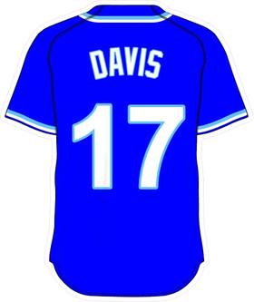 17 Wade Davis Royal Blue Jersey Decal / Sticker