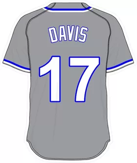 17 Wade Davis Gray Jersey Decal / Sticker