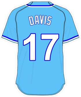 17 Wade Davis Powder Blue Jersey Decal / Sticker