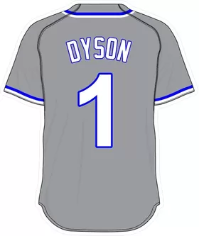 1 Jarrod Dyson Gray Jersey Decal / Sticker