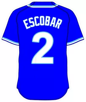 2 Alcides Escobar Royal Blue Jersey Decal / Sticker