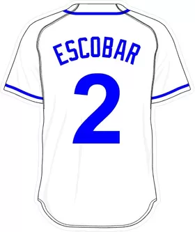 2 Alcides Escobar White Jersey Decal / Sticker