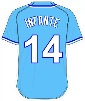 14 Omar Infante Powder Blue Jersey Decal / Sticker