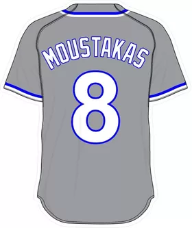 8 Mike Moustakas Gray Jersey Decal / Sticker