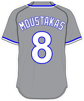 8 Mike Moustakas Gray Jersey Decal / Sticker