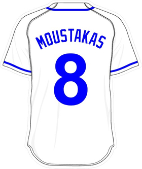 8 Mike Moustakas White Jersey Decal / Sticker