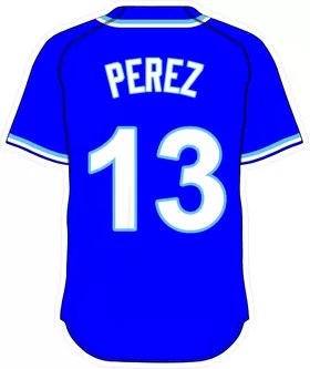 13 Salvador Perez Royal Blue Jersey Decal / Sticker