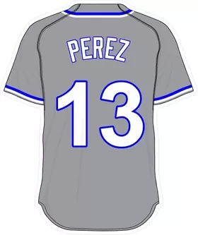 13 Salvador Perez Gray Jersey Decal / Sticker