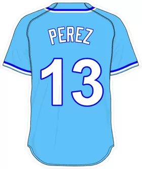 13 Salvador Perez Powder Blue Jersey Decal / Sticker