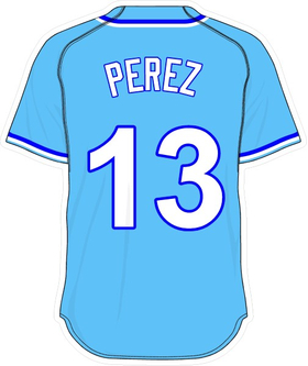 13 Salvador Perez Powder Blue Jersey Decal / Sticker