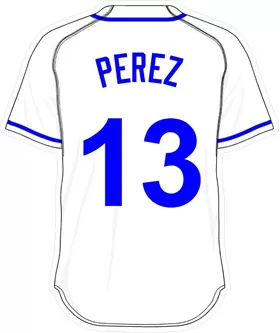 13 Salvador Perez White Jersey Decal / Sticker