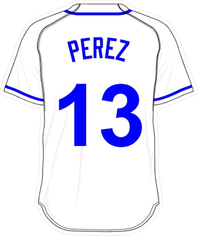 13 Salvador Perez White Jersey Decal / Sticker