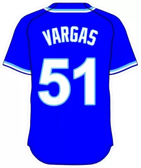 51 Jason Vargas Royal Blue Jersey Decal / Sticker