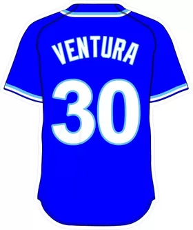 30 Yordano Ventura Royal Blue Jersey Decal / Sticker