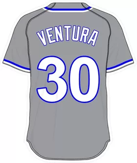 30 Yordano Ventura Gray Jersey Decal / Sticker