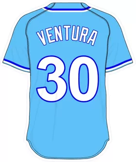 30 Yordano Ventura Powder Blue Jersey Decal / Sticker