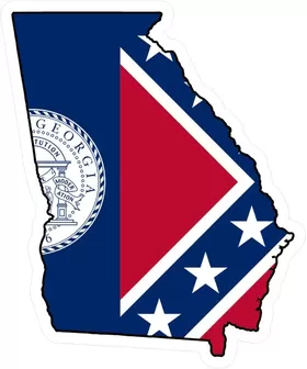 Georgia Outline State Flag Decal / Sticker 03