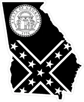 Black and White Georgia Outline State Flag Decal / Sticker 13