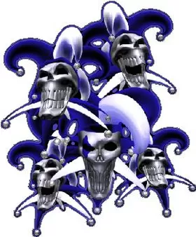 Blue Jester Skulls Decal / Sticker