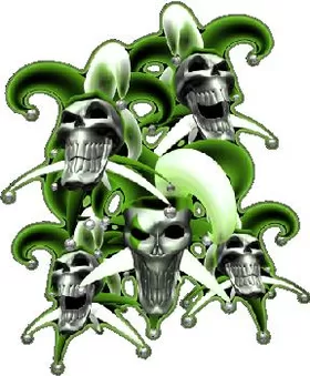 Green Jester Skulls Decal / Sticker