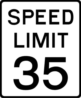 35 MPH Speed Limit Sign Decal / Sticker a