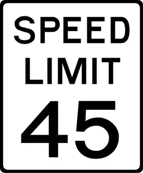 45 MPH Speed Limit Sign Decal / Sticker a
