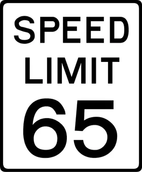 65 MPH Speed Limit Sign Decal / Sticker a
