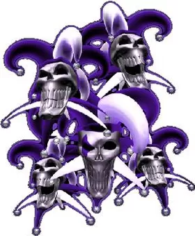 Purple Jester Skulls Decal / Sticker