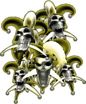 Yellow Jester Skulls Decal / Sticker