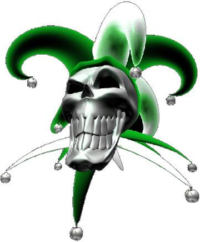 Green Jester Skull Decal / Sticker