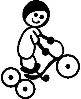 Tricycle Boy Stick Figure Decal / Sticker