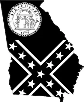 Black and White Georgia Outline State Flag Decal / Sticker 12