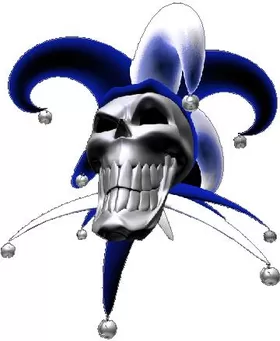 Blue Jester Skull Decal / Sticker