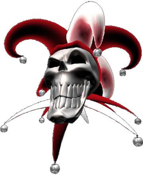 Red Jester Skull Decal / Sticker