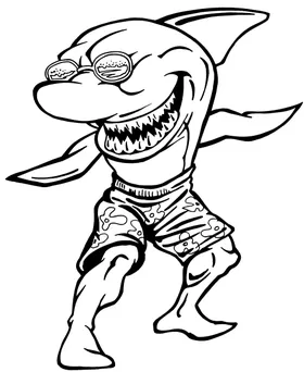 Surfing Shark Mascot Decal / Sticker