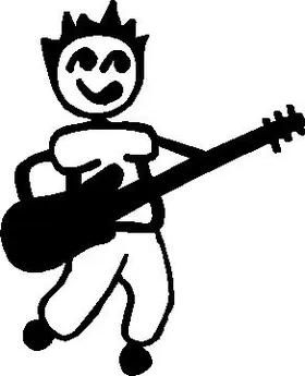 Guitar Player Stick Figure Decal / Sticker 01