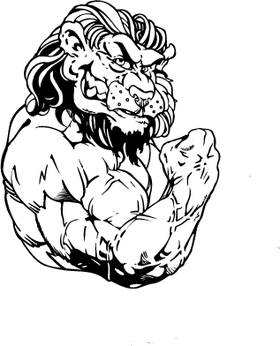 Lions Weightlifting Mascot Decal / Sticker 2