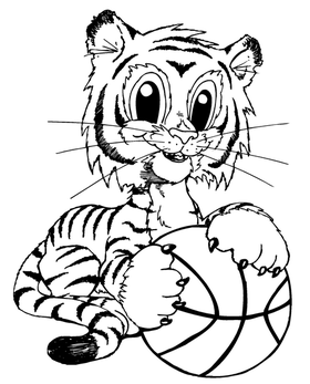 Basketball Tigers Cub Mascot Decal / Sticker 1