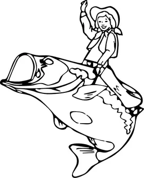 Bassgirl (Cowgirl Riding a Fish) Decal / Sticker