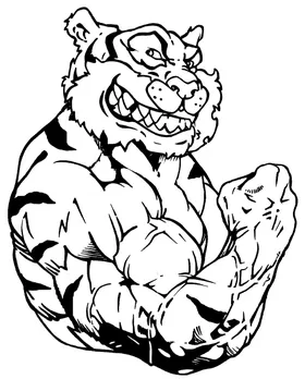 Tigers Weightlifting Mascot Decal / Sticker