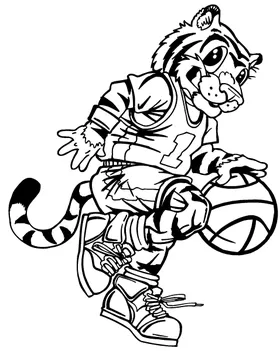 Tigers Basketball Mascot Decal / Sticker