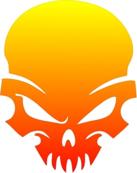 Yellow to Red Fade Skull Decal / Sticker 41