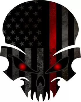 Thin Red Line American Flag Skull Decal / Sticker 49